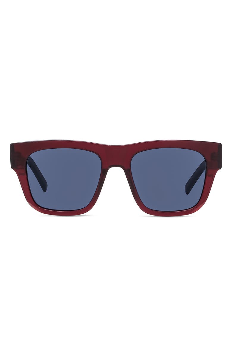 Givenchy 52mm Polarized Square Sunglasses, Main, color, Shiny Bordeaux / Blue