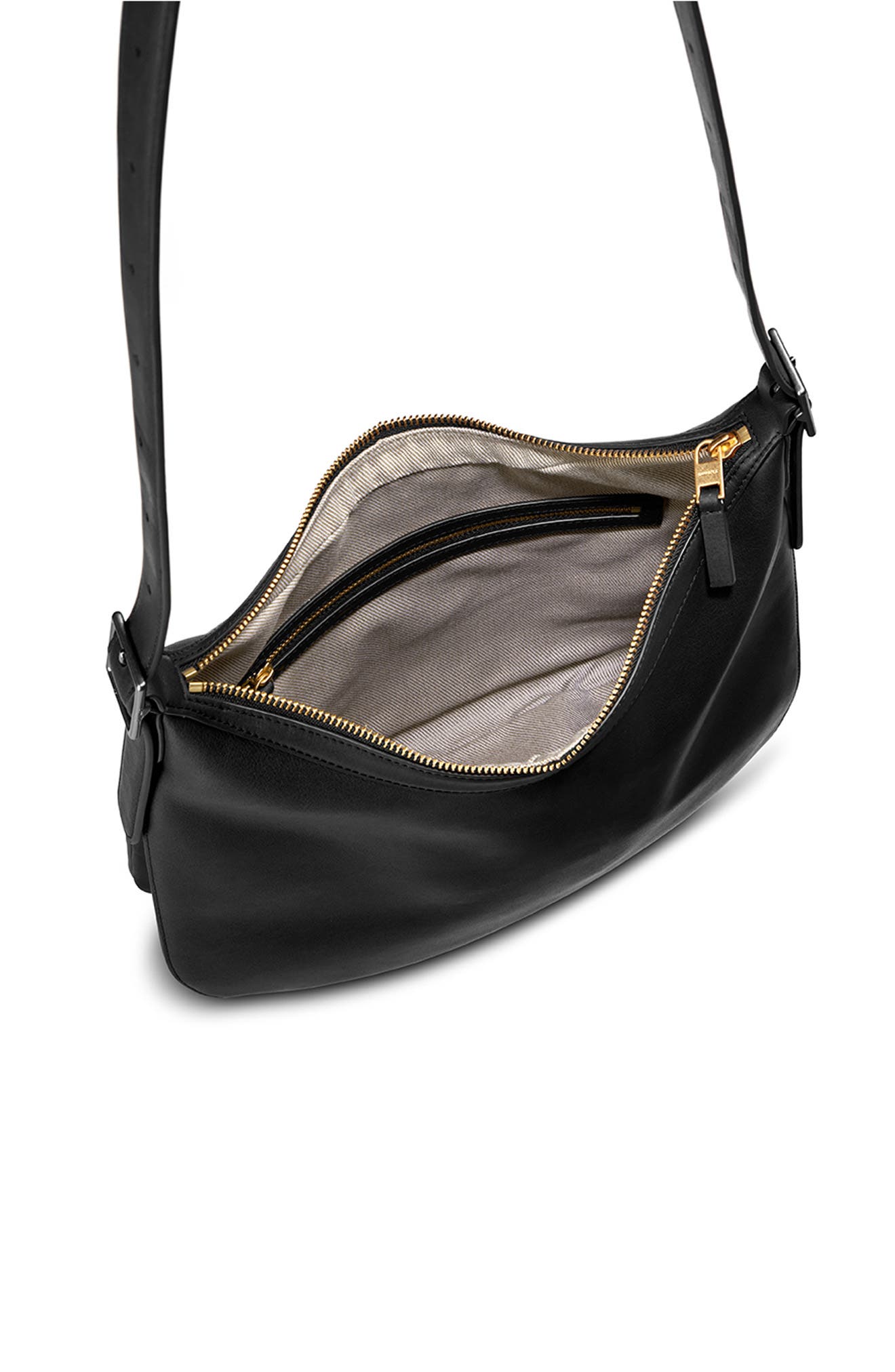 Shinola Medium Bixby Accordion Leather Crossbody Bag, Alternate, color, Black