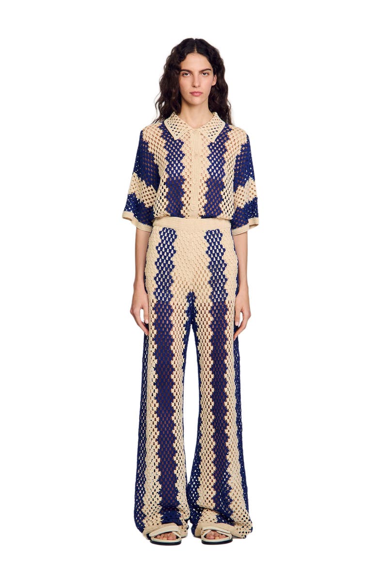 SANDRO Two-tone open weave trousers, Alternate, color, 