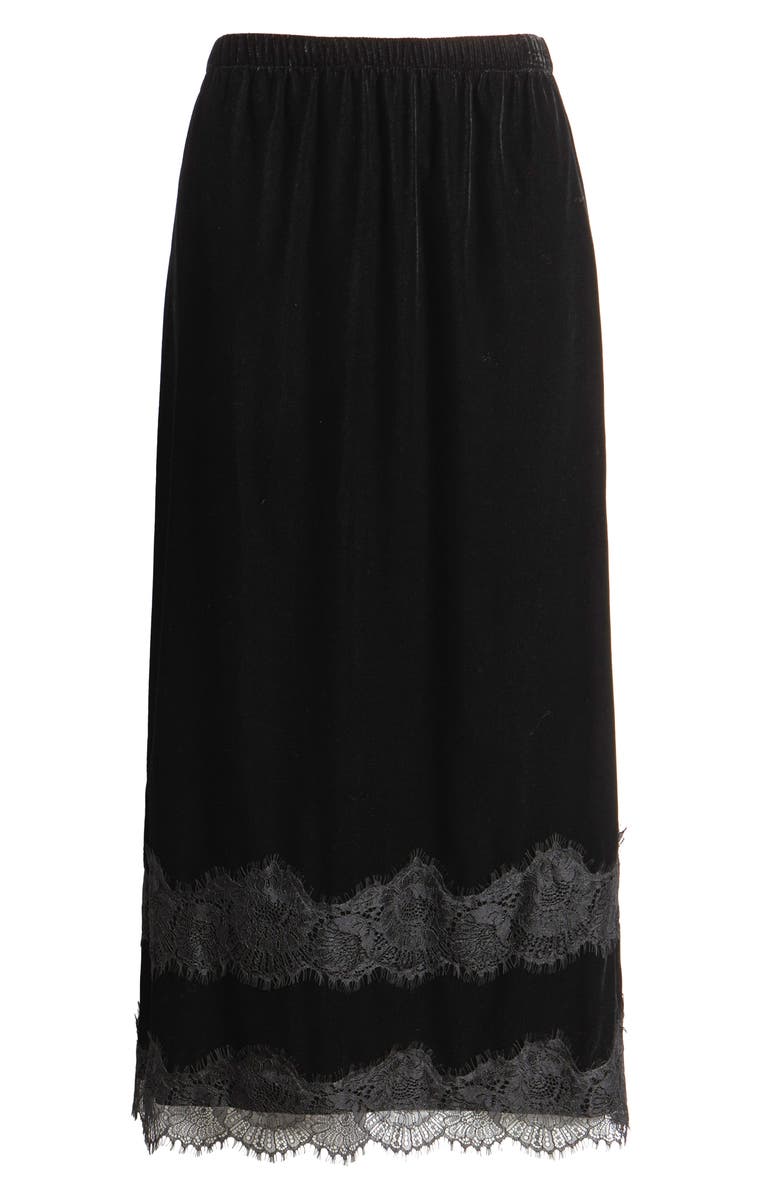 Sam Edelman Gracie Lace Detail Velvet Midi Skirt, Alternate, color, 