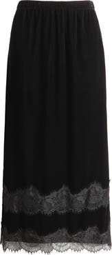Sam Edelman Gracie Lace Detail Velvet Midi Skirt | Nordstrom