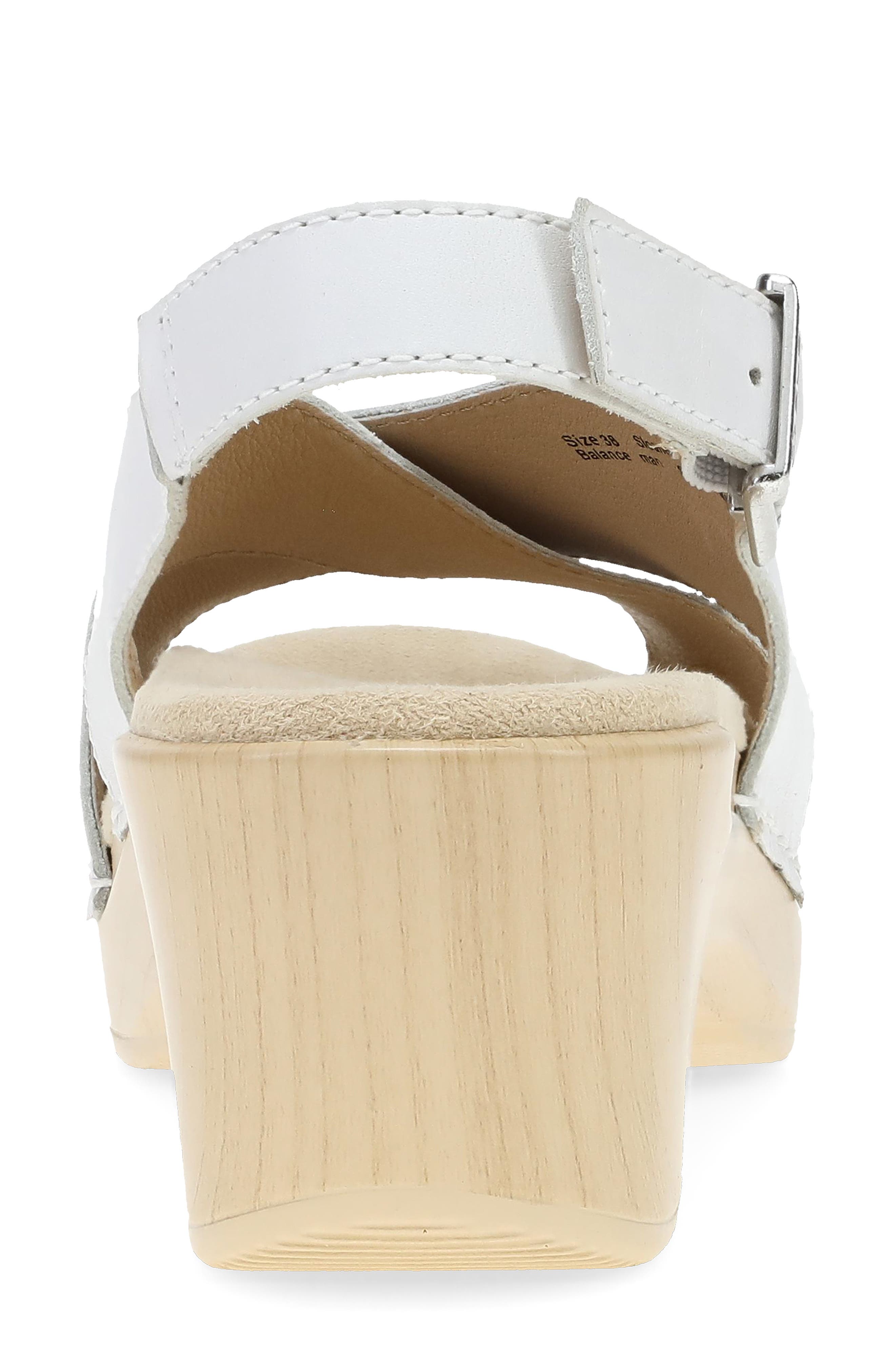 Dansko Sloane Slingback Platform Sandal, Alternate, color, White Full Grain