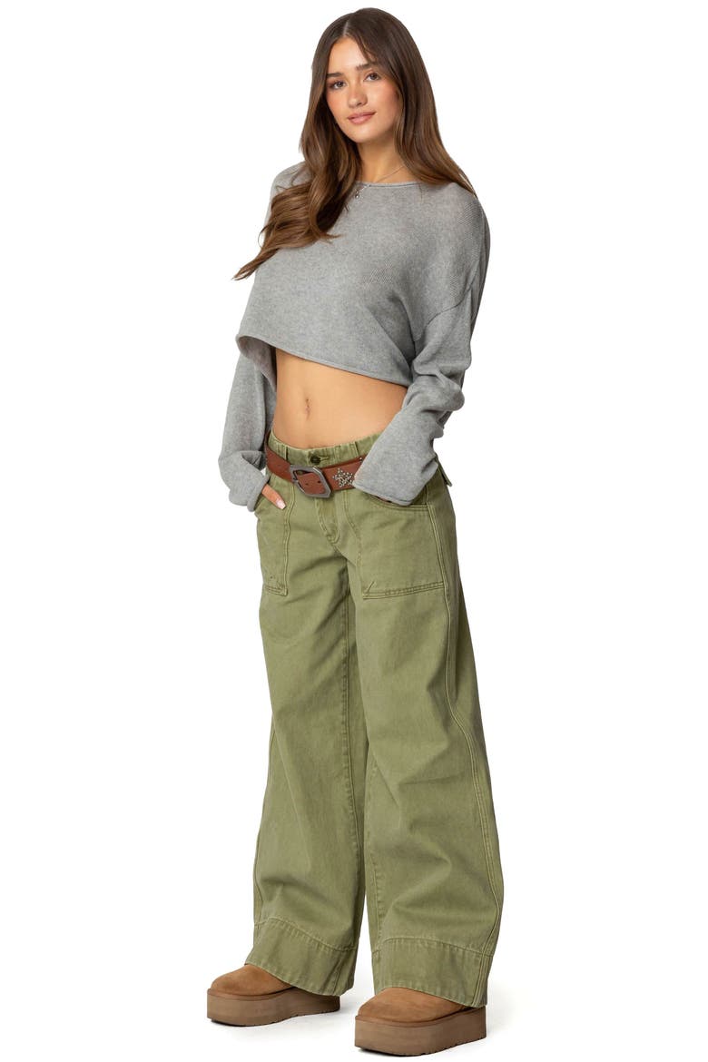 Vivienne Low Rise Baggy Twill Pants, Alternate, color, OLIVE