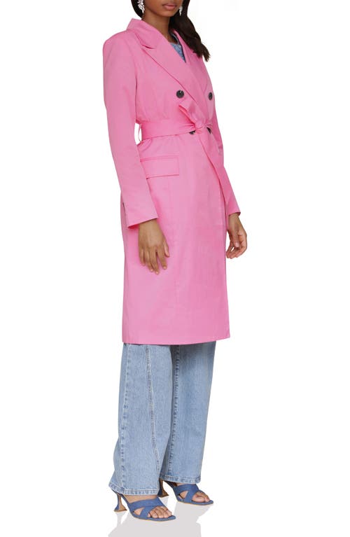 Avec Les Filles Water Resistant Double Breasted Trench Coat In Hot Pink