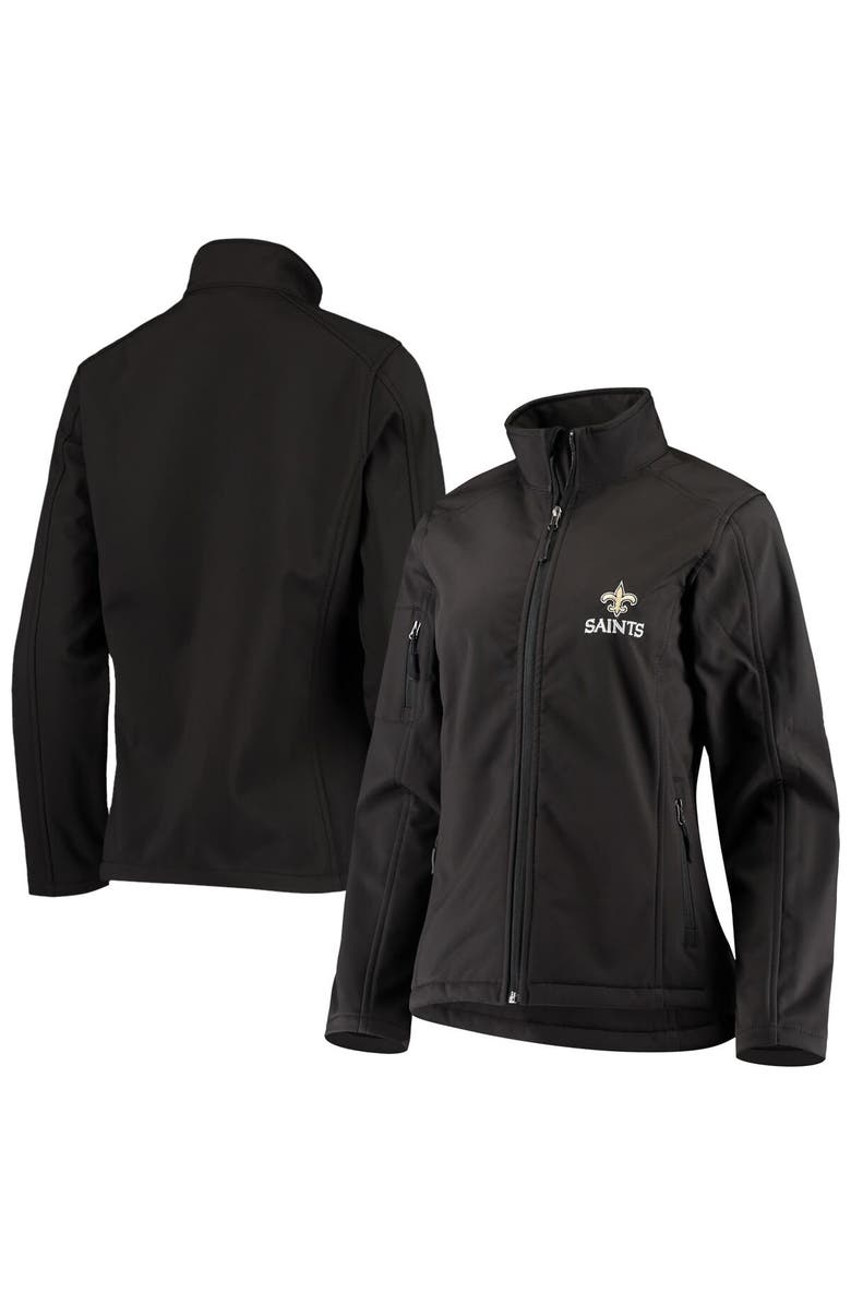 DUNBROOKE Women's Black New Orleans Saints Full-Zip Sonoma Softshell Jacket, Main, color, Black