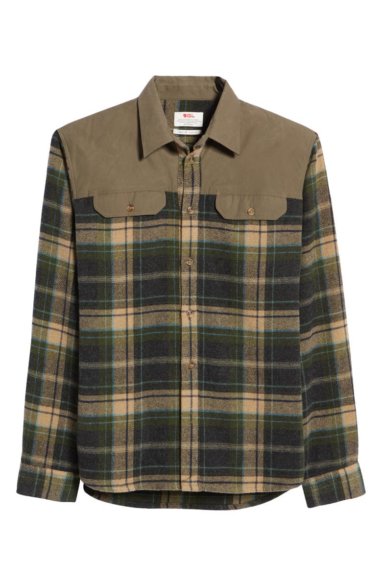 Fjällräven Granit Plaid Button-Up Flannel Shirt, Alternate, color,