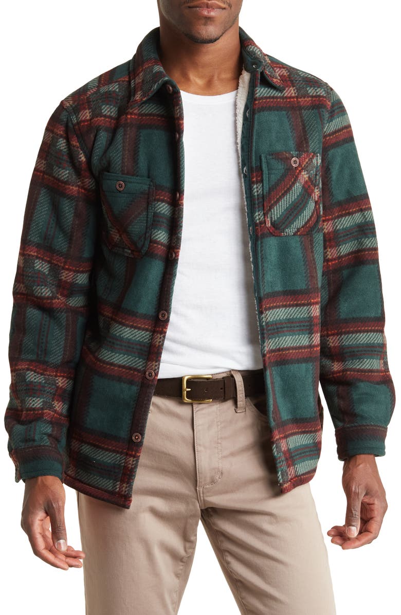 WEATHERPROOF VINTAGE Plaid Faux Shearling Lined Shirt Jacket, Main, color, 