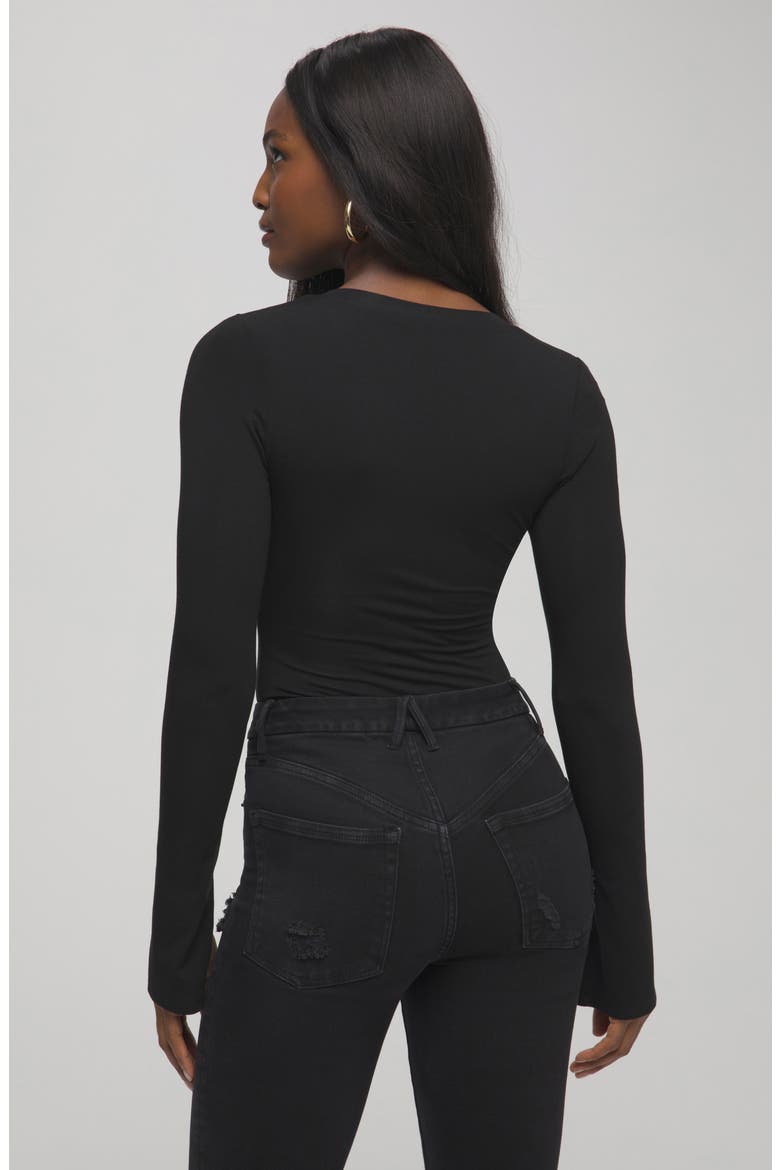 Deep V Henley Bodysuit, Alternate, color, BLACK001