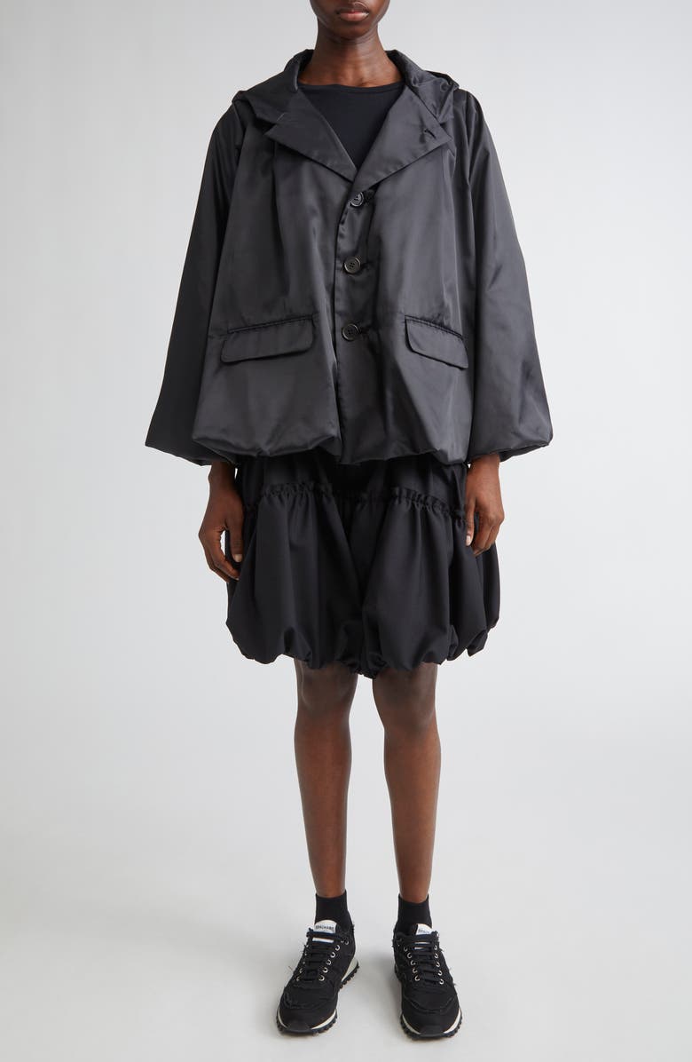 Noir Kei Ninomiya Hooded Bubble Hem Taffeta Jacket, Alternate, color, 