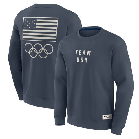 Men's Fanatics  Navy Team USA Elements Fleece Pullover Sweatshirt