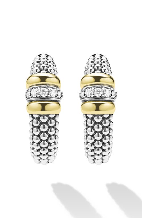 Lagos Signature Caviar Diamond Hoop Earrings In Metallic