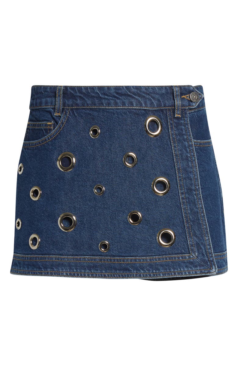 Cinq à Sept Marcia Rivet Detail Denim Skort, Alternate, color, Tide