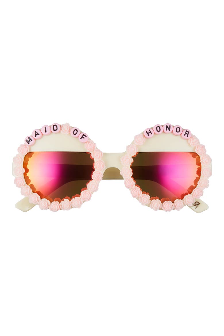 Maid Of Honor Round Sunglasses, Main, color, PINK/ ORANGE MIRRORED