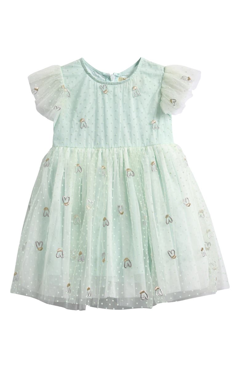 Doe A Dear Kids' Hearts Embroidered Dress, Main, color, Green