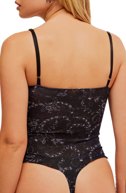 Free People Intimately Fp Floral Mesh Bodysuit In Black