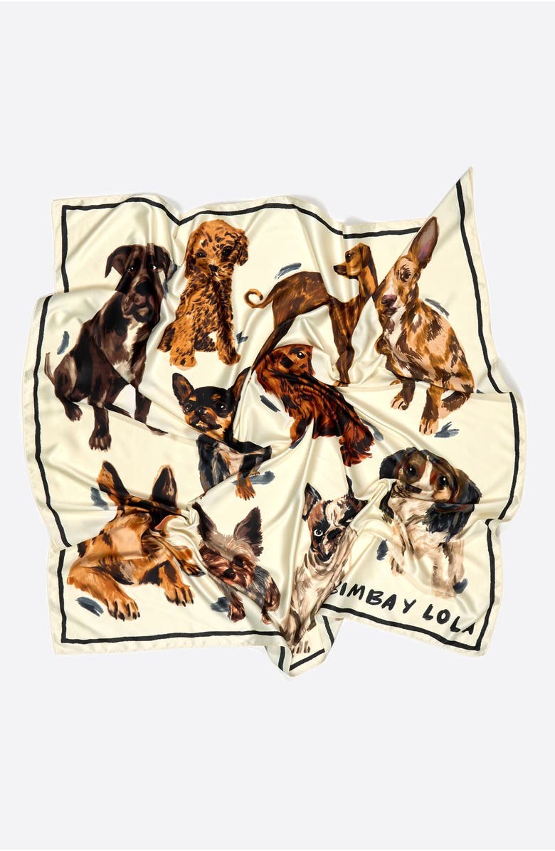 Bimba y Lola Dog Print Scarf, Alternate, color, Off White