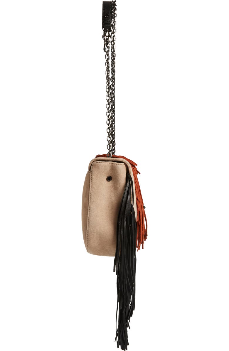 Longchamp Amazone Colorblock Fringe Shoulder Bag, Alternate, color, Rose