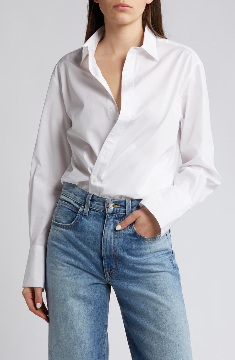 rag & bone Indiana Asymmetric Poplin Shirt, Main, color, White