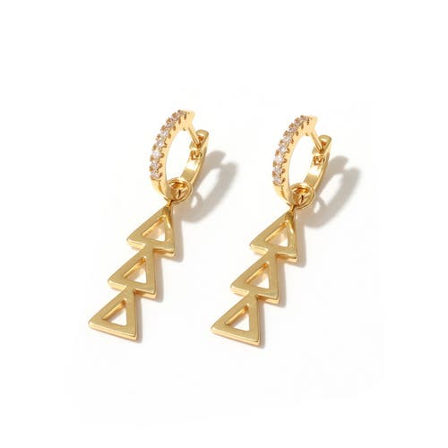 Color Shout Delta Delta Delta Greek Letter Huggie + Charm Earrings In Brown