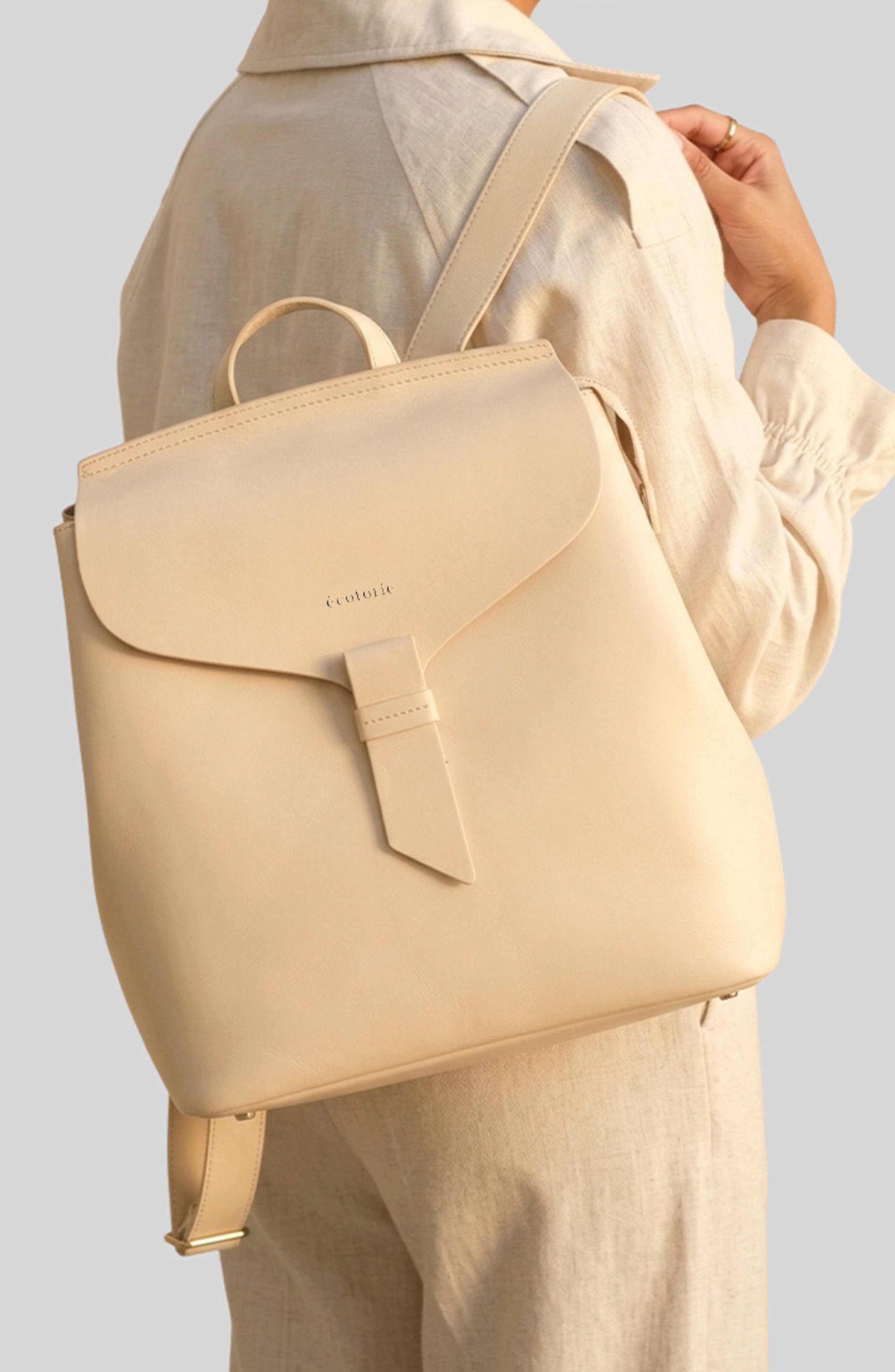 Clementine Leather Backpack, Alternate, color, WARM WHITE