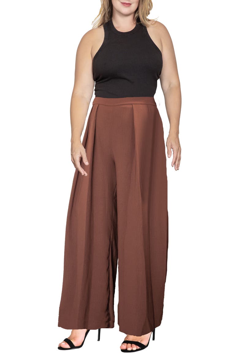 High Waist Wide Leg Pants, Alternate, color, RUST