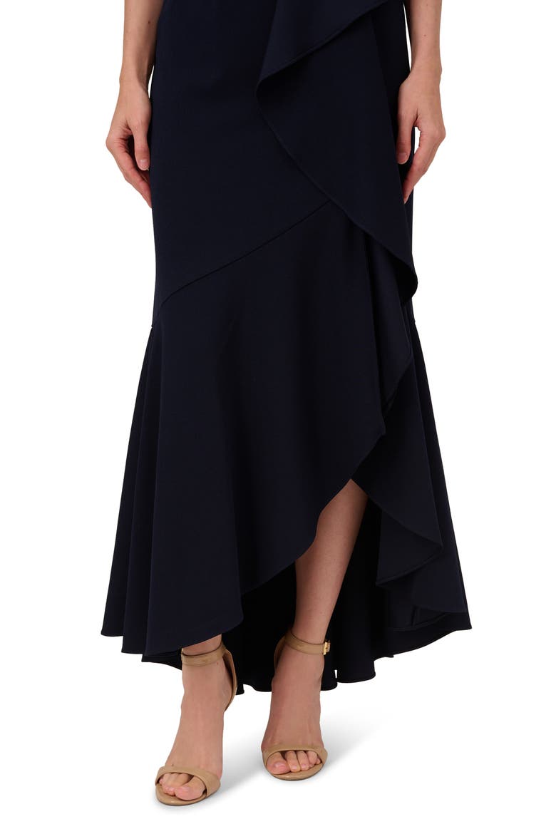 Beaded One-Shoulder Crepe Gown, Alternate, color, MIDNIGHT