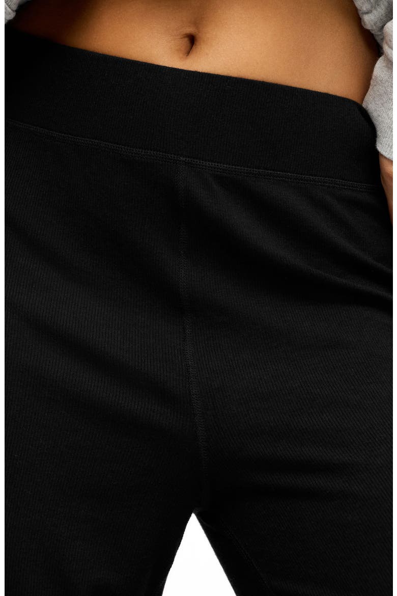 Slinky High Waist Wide Leg Rib Pants, Alternate, color, BLACK