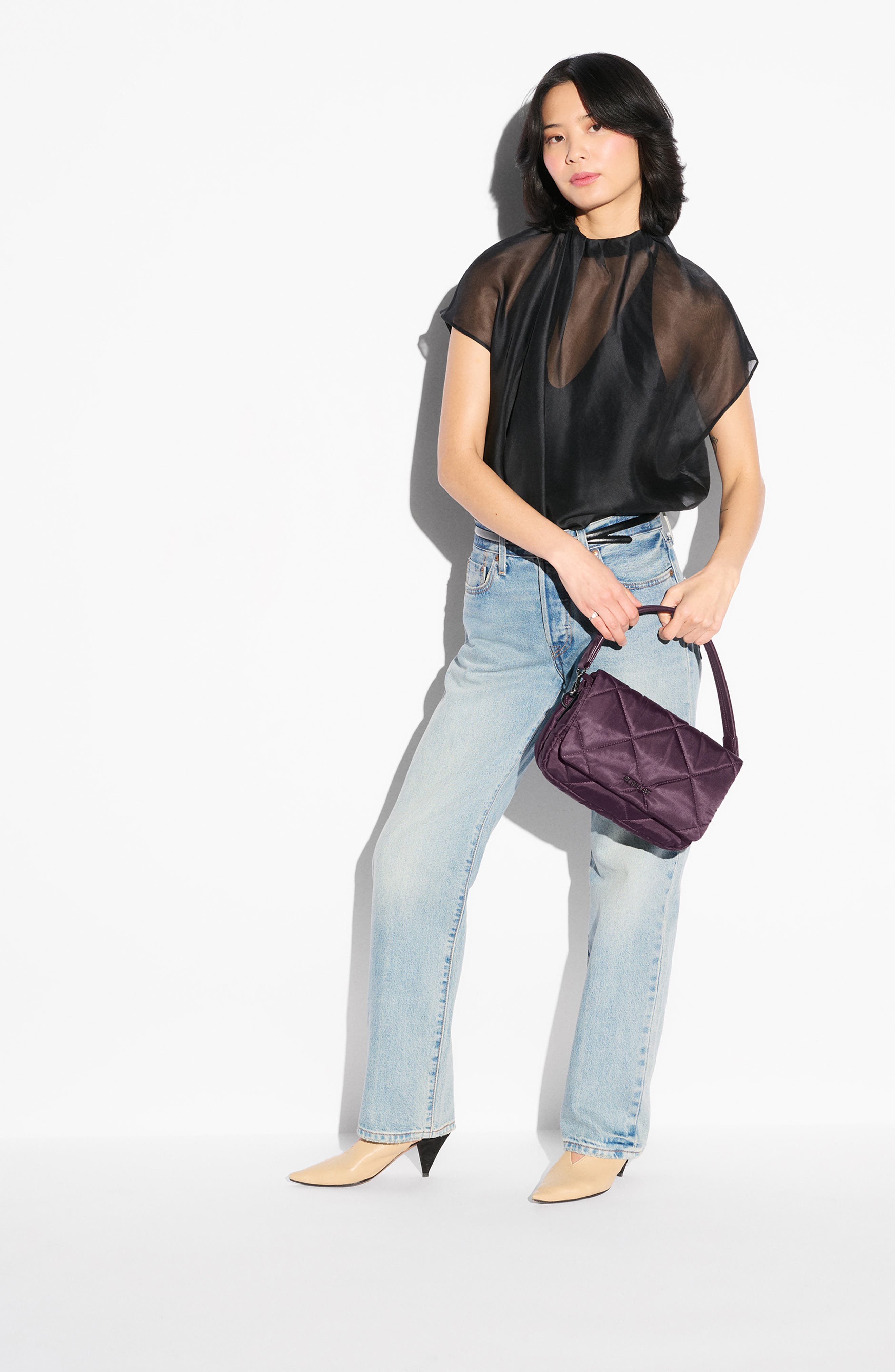MZ Wallace Madison Flap Nylon Crossbody Bag, Alternate, color, Raisin