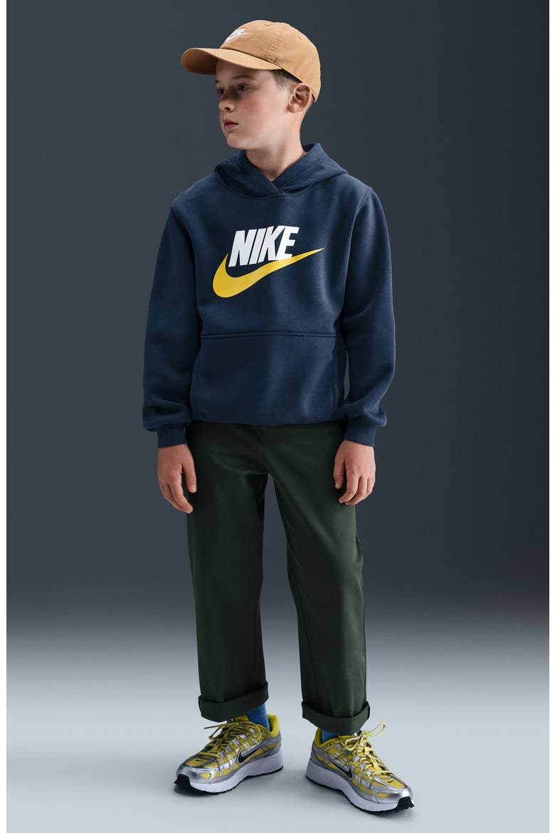 Kids' Sportswear Club Fleece Hoodie, Alternate, color, MIDNIGHT NAVY/ BRIGHT CITRON