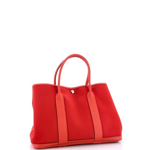 Pre-owned Hermes Hermes Garden Party Tote Toile And Leather 36