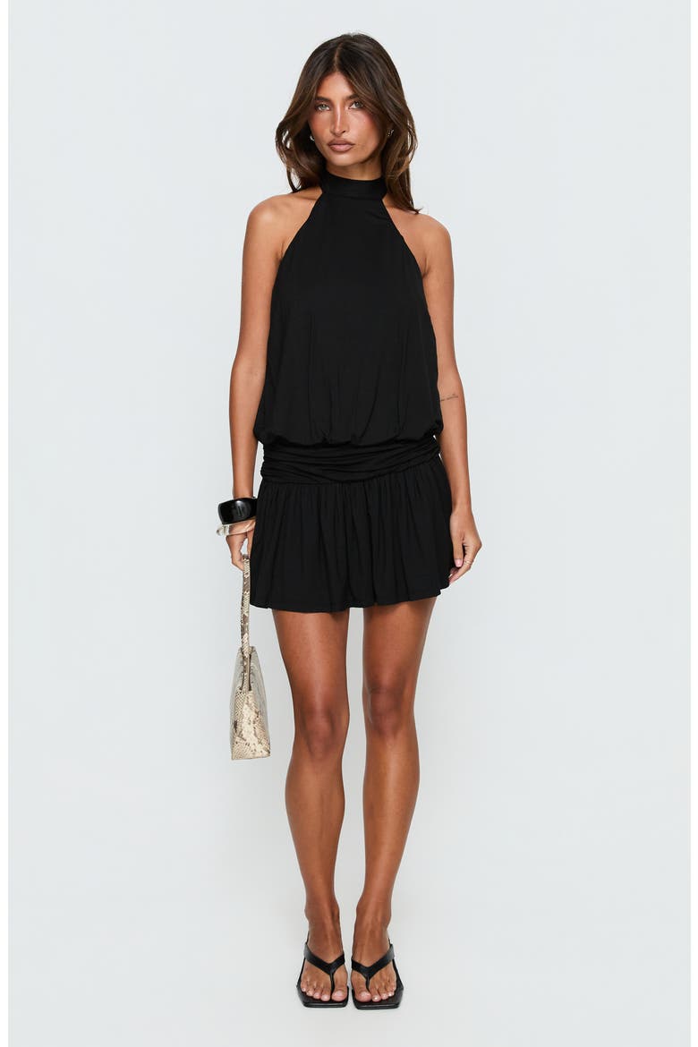 Lealeia Halter Minidress, Alternate, color, BLACK