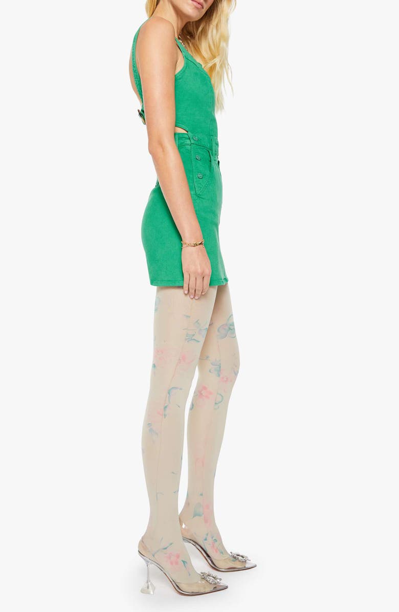 MOTHER The Over It Denim Minidress, Alternate, color, Holly Green