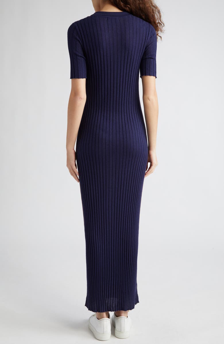 ATM Anthony Thomas Melillo Split Neck Cotton & Silk Rib Dress, Alternate, color, 