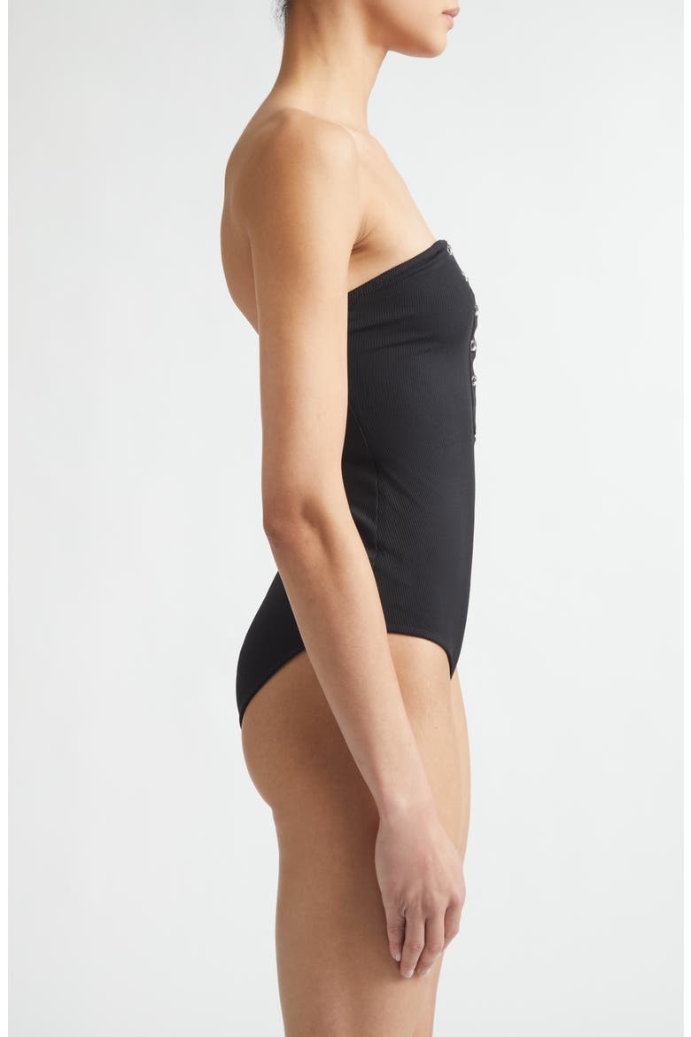 Ribbed Strapless One-Piece Swimsuit, Alternate, color, BLACK