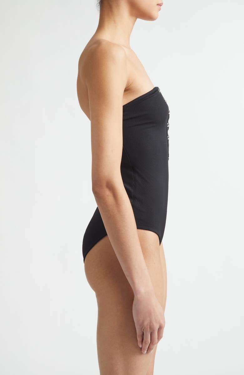 TOTEME Ribbed Strapless One-Piece Swimsuit, Alternate, color, Black