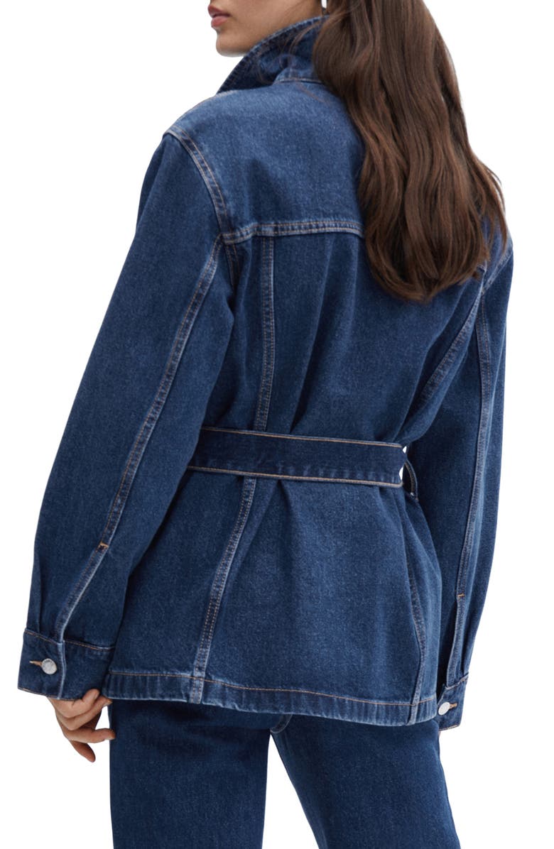 MANGO Belted Denim Jacket, Alternate, color, 