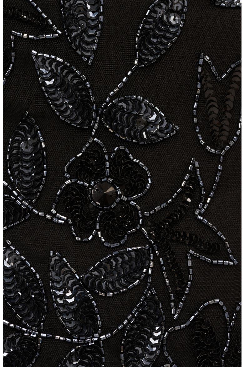 Floral Embroidered Beaded Trumpet Gown, Alternate, color, BLACK/ GUNMETAL