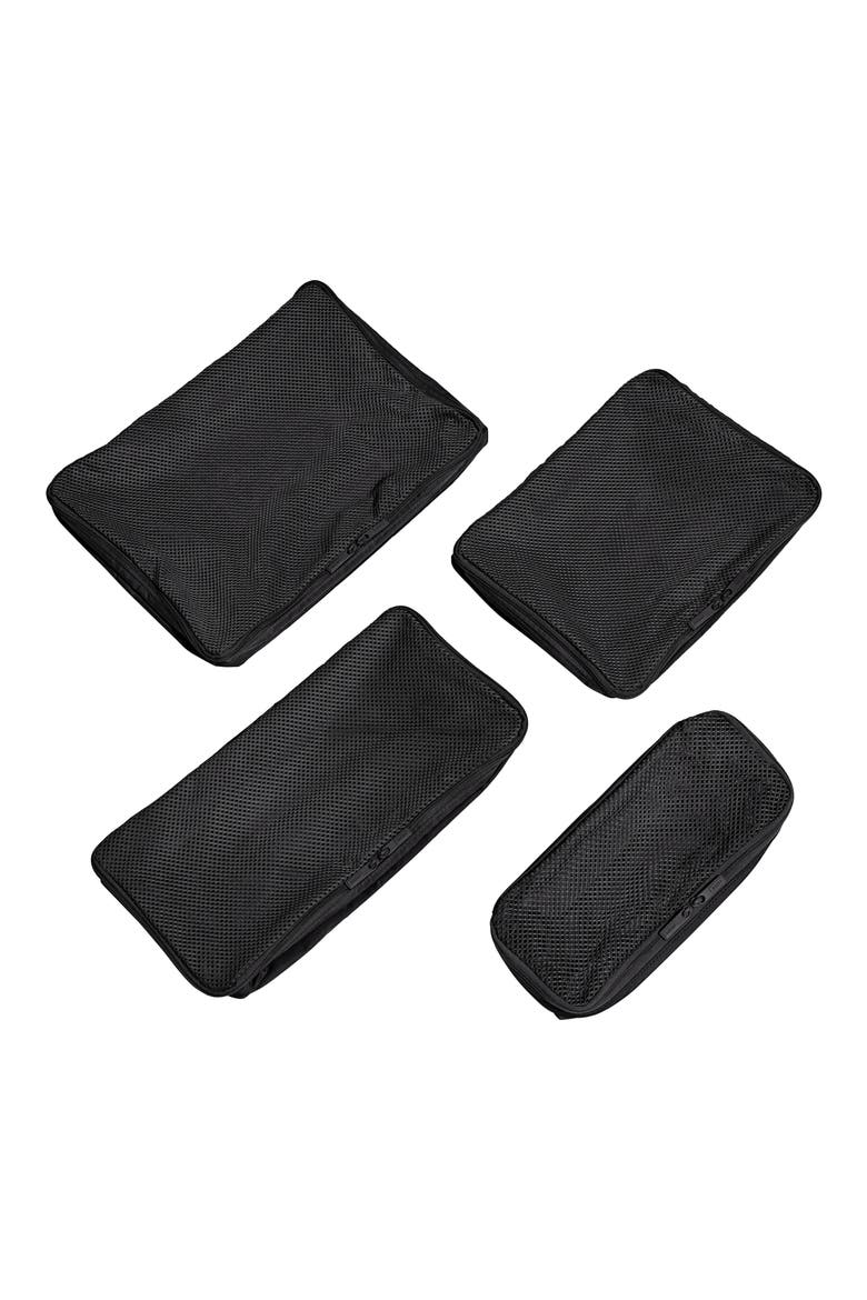 The Insider Set of 4 Assorted Packing Cubes, Main, color, JET BLACK