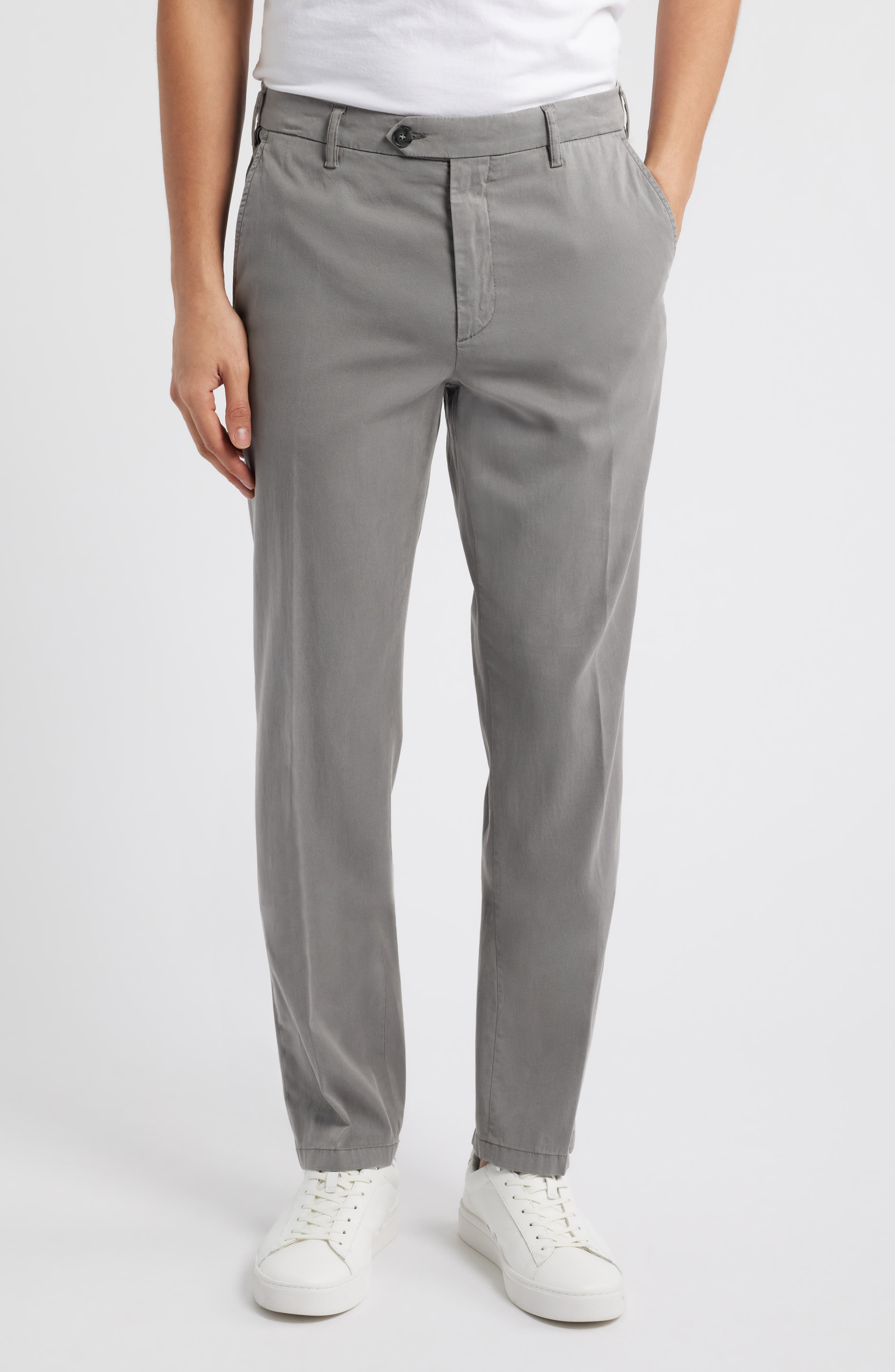 Canali Regular Fit Flat Front Comfort Twill Pants