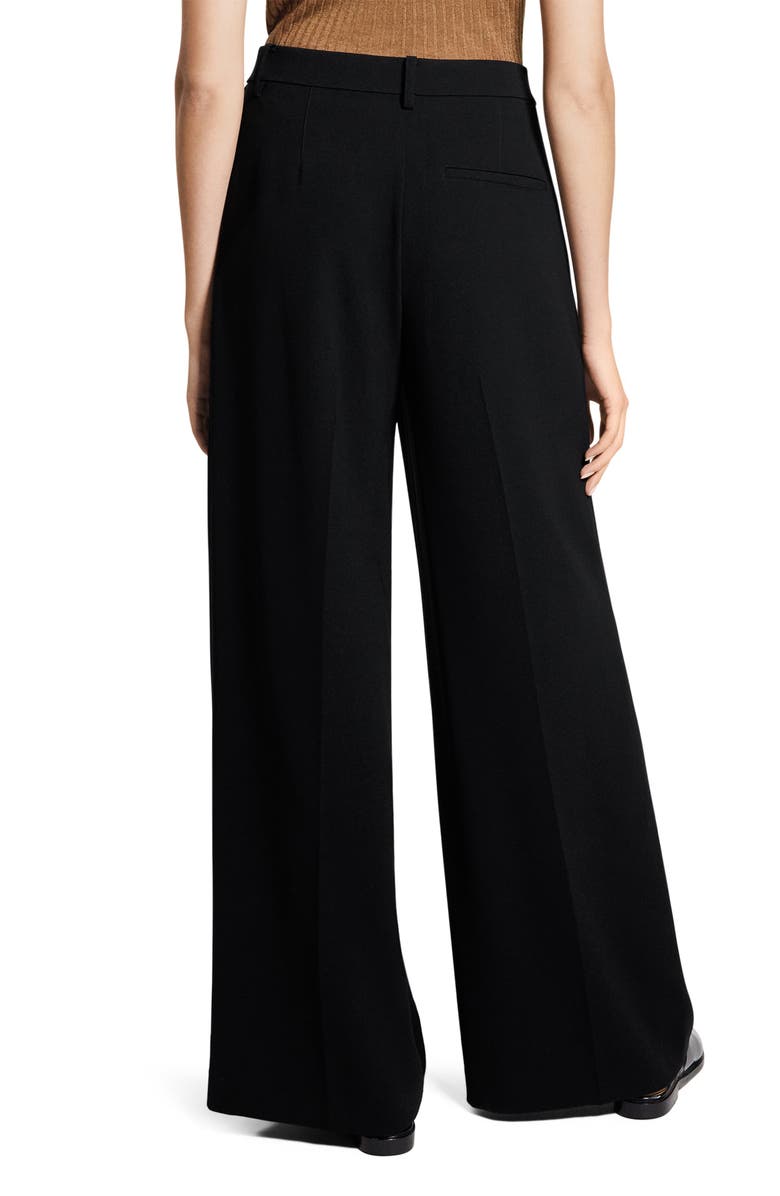 Theory Pleated High Rise Wide Leg Pants, Alternate, color, Black
