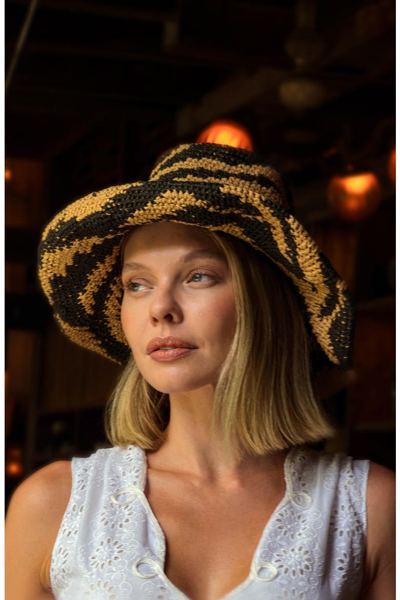 The Zenda Wide Brim Raffia Rancher Hat, Alternate, color, Black
