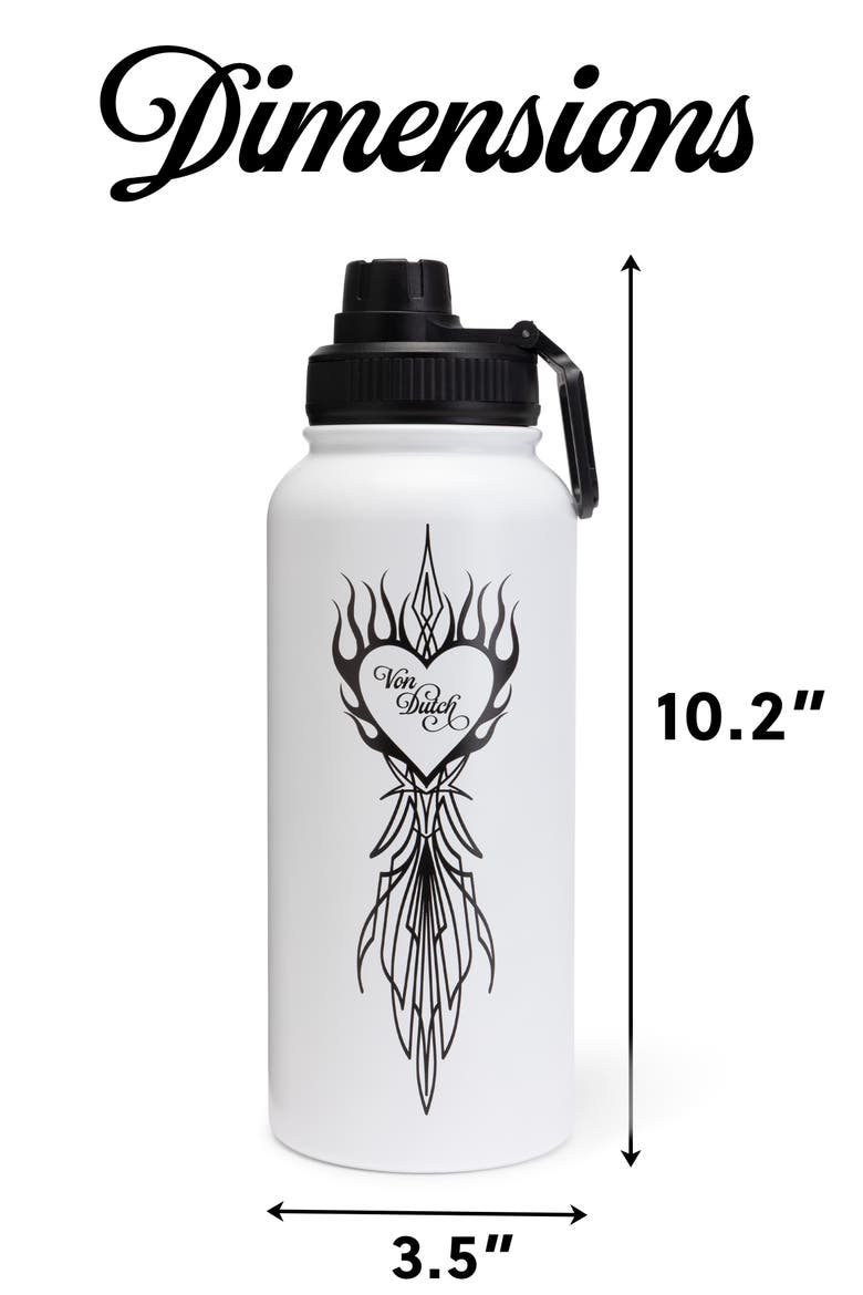 32oz Hydration Double Walled Insulated Stainless Steel Bottle, Alternate, color, Von Heart