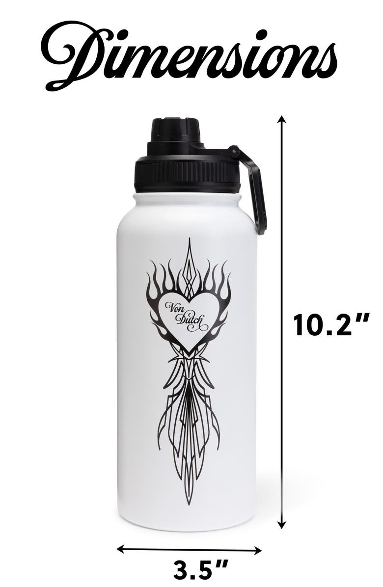 Von Dutch 32oz Hydration Double Walled Insulated Stainless Steel Bottle, Alternate, color, Von Heart