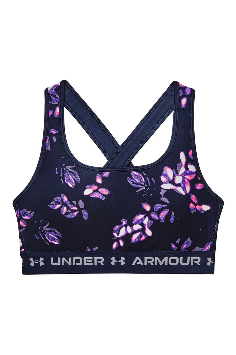 Print Cross Back Sports Bra, Alternate, color, MIDNIGHT NAVY