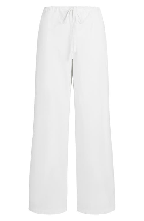 Skims Cotton Poplin Straight Leg Pants In Snow