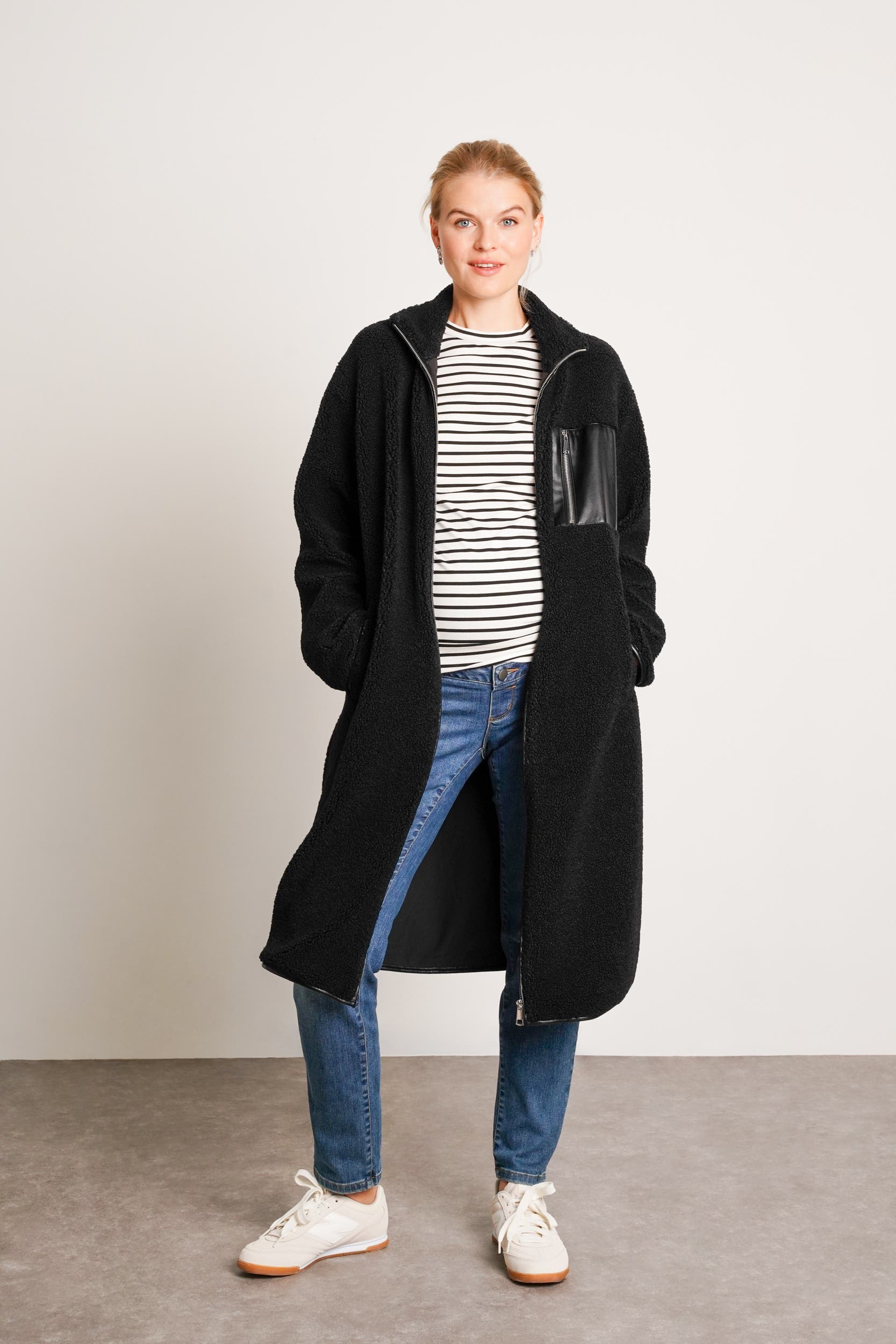 Teddi Maternity & Baby Wearing Long Coat