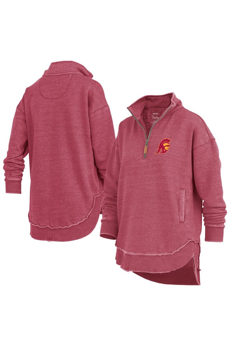 Women's Pressbox Cardinal USC Trojans Northfork Sojourn Poncho Quarter-Zip Sweatshirt, Main, color, Cardinal