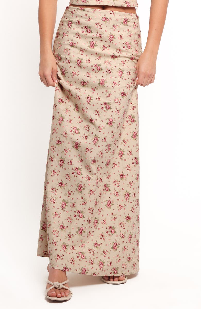 Petal & Pup Annly Floral Cotton Maxi Skirt, Main, color, Red Floral