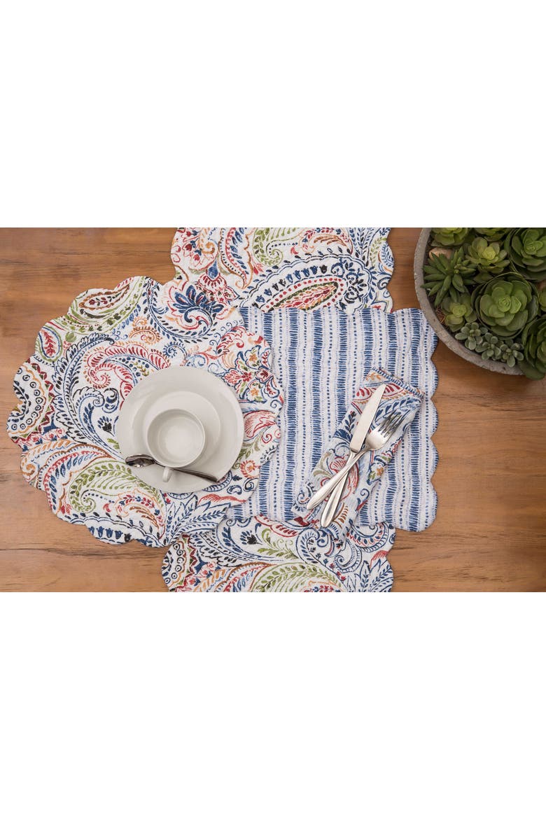 Payton Paisley Table Runner 14" x 51", Alternate, color, Blue