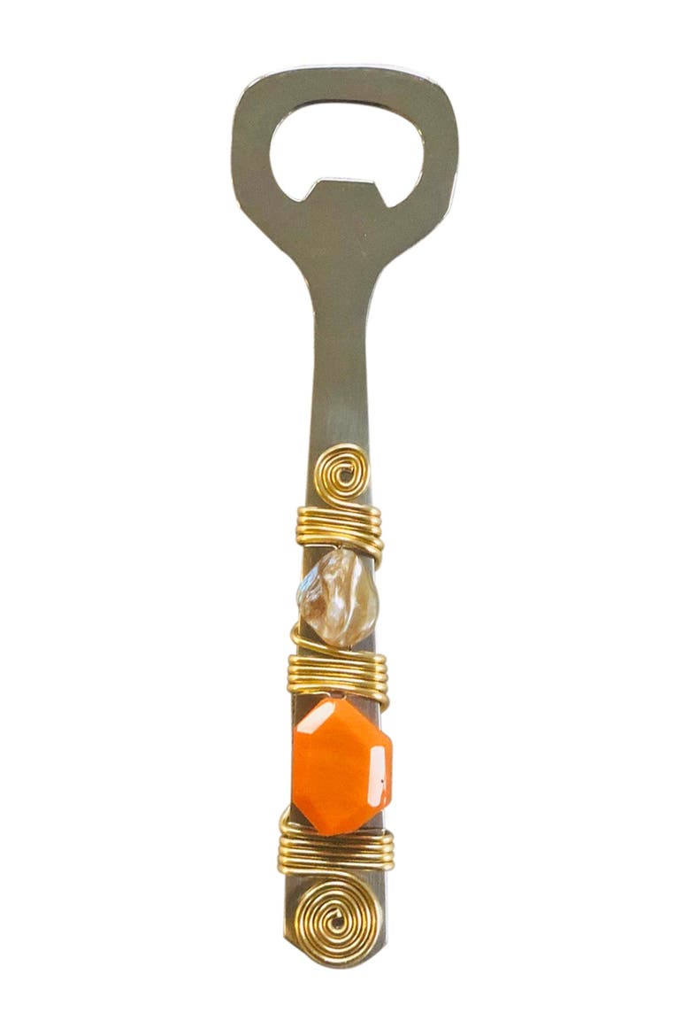Mother-of-Pearl Embellished Bottle Opener, Main, color, ORANGE